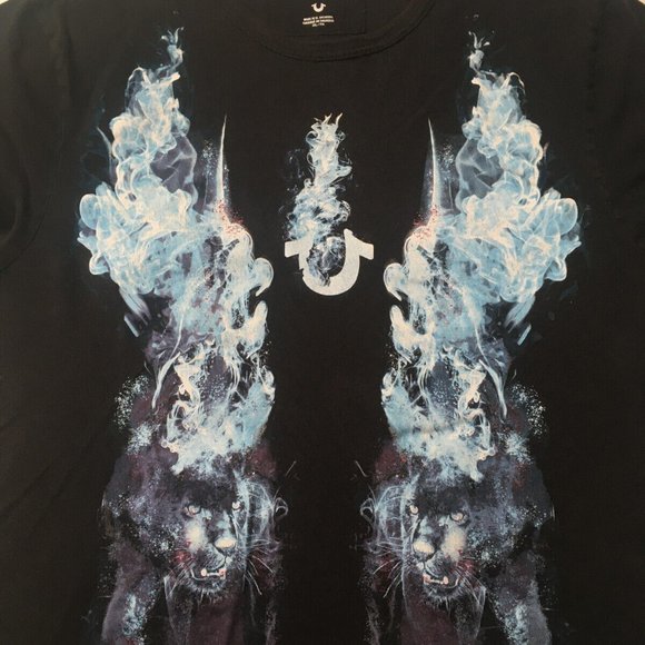 #HH True Religion MENS FIRE PANTHER Tee T-Shirt Size XXL 2XL Black Athletic Fit - Picture 9 of 9